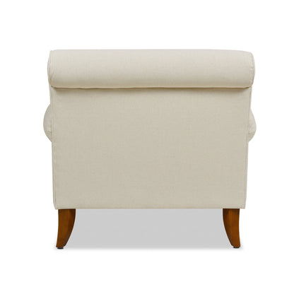 Alana 38' Lawson Accent Arm Chair Metal Casters, Light Beige Linen