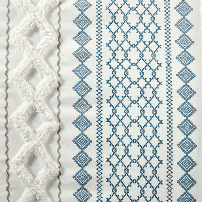 King/Cal King Cotton Printed Duvet Cover Set with Chenille