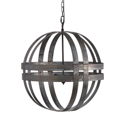 4 Light Galvanized Chandelier with Adjustable Chain