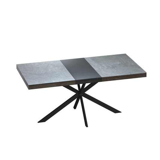 Rectangular Stretch Dining Table With 4 Chairs - Black / Gray