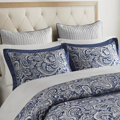 12 Piece Comforter Set with Cotton Bed Sheets Navy Cal King