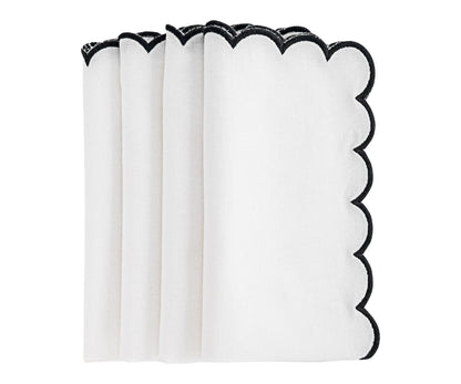 Napkins Black and White - Closewave Scalloped Edge