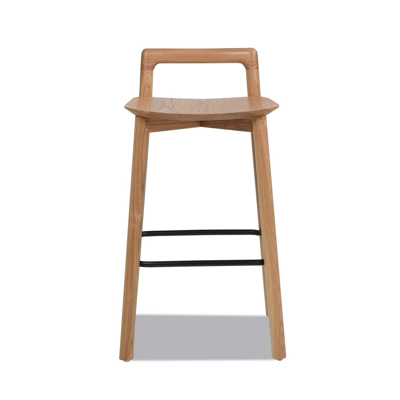 Counter Stool with Low Back and Black Iron Footrest