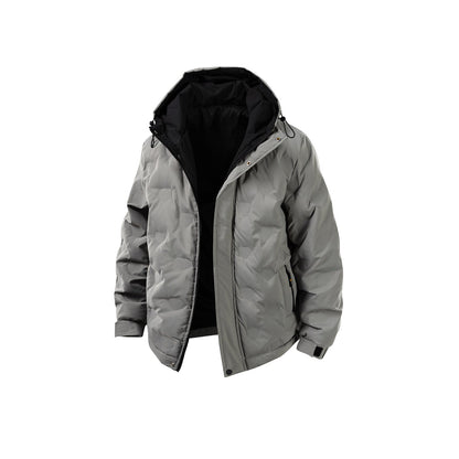 Winter Color-blocked Hooded Quality Versatile Casual Men's Light Luxury Cotton Jacket