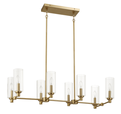 Willow Eight Lights Island Pendant Lamp - Satin Brass