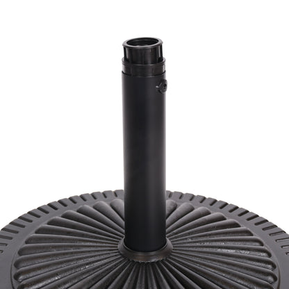 Black Rock Resin Outdoor Umbrella Base with Steel Support in Black Finish