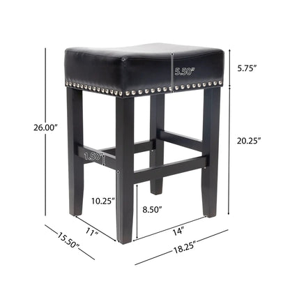 Soltique Backless Dining Counter Stool With Nailhead Trim (Set of 2)