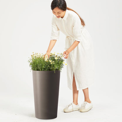 2 Pack Tall 21.7 in Modern Brown Planters for Indoor & Outdoor