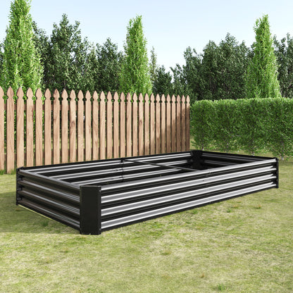 Raised Garden Bed Kit - Metal 7.6x3.7x0.98 ft Black