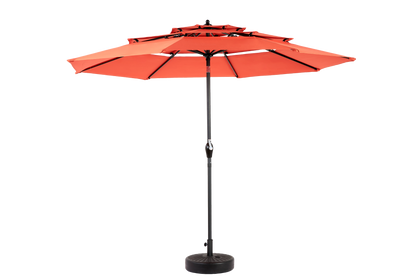 Aluminium 10ft 3-Tier Auto-Tilt Outdoor Patio Umbrella - Orange