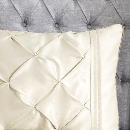 7 Piece Tufted Comforter Set Ivory Queen