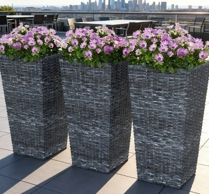 Taper Planters Set of 3 with Drainage Holes for Indoor and Outdoor Use