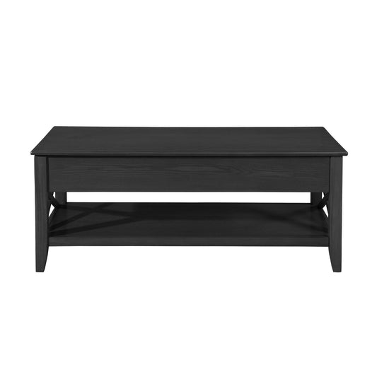 Decatur Farmhouse Lift Top Coffee Table With Storage - Black / Ash