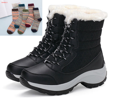 Snow Boots Female High To Help Waterproof Ladies Cotton Plus Velvet Shoes