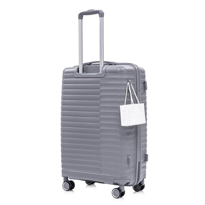 4-Piece PP Spinner Wheel Luggage Set with Cosmetic Case, Light Gray