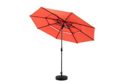 Aluminium 10ft 3-Tier Auto-Tilt Outdoor Patio Umbrella - Orange