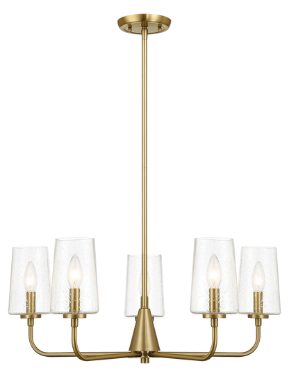 Dazzle Five Lights Chandelier With Clear Seeded Glass - Satin Brass