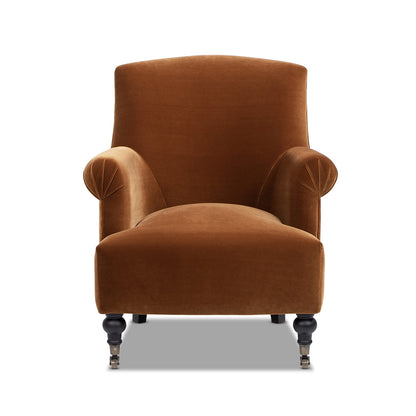 Eloise 30' Pleated Sock Arm Accent Armchair, Burnt Orange Performance Velvet