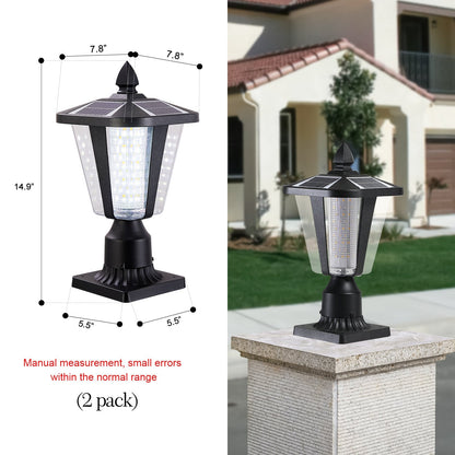 15' Solar Powered Outdoor Lantern, Modern Garden Light with LED (2-Pack)