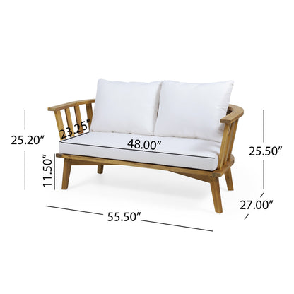 4-Pieces Acacia Wood Patio Furniture Set with Cushions