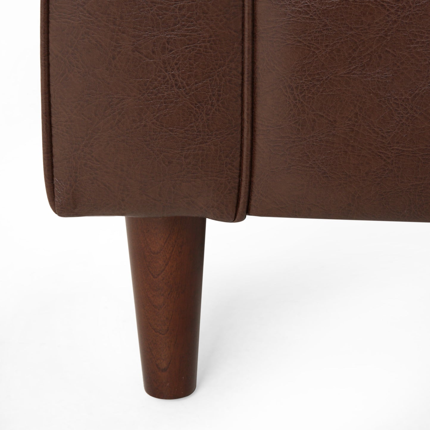Sophisticated Club Chair with Dark Brown Faux Leather and Birch Wood