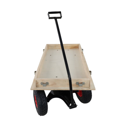 Children's and Garden Wooden Carriage with All-Terrain Inflatable Wheels