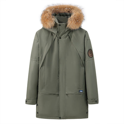 Men's Down Jacket Thickened Mid-length White Duck Down Coat