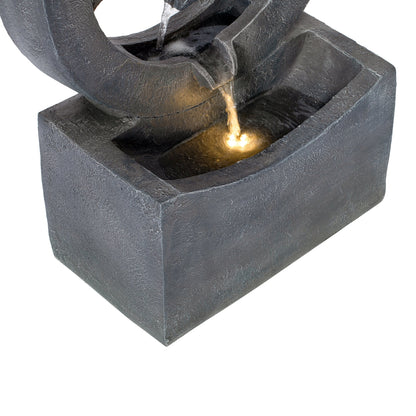 26.77'H Gray Circular Polyresin Outdoor Water Fountain with LED Light