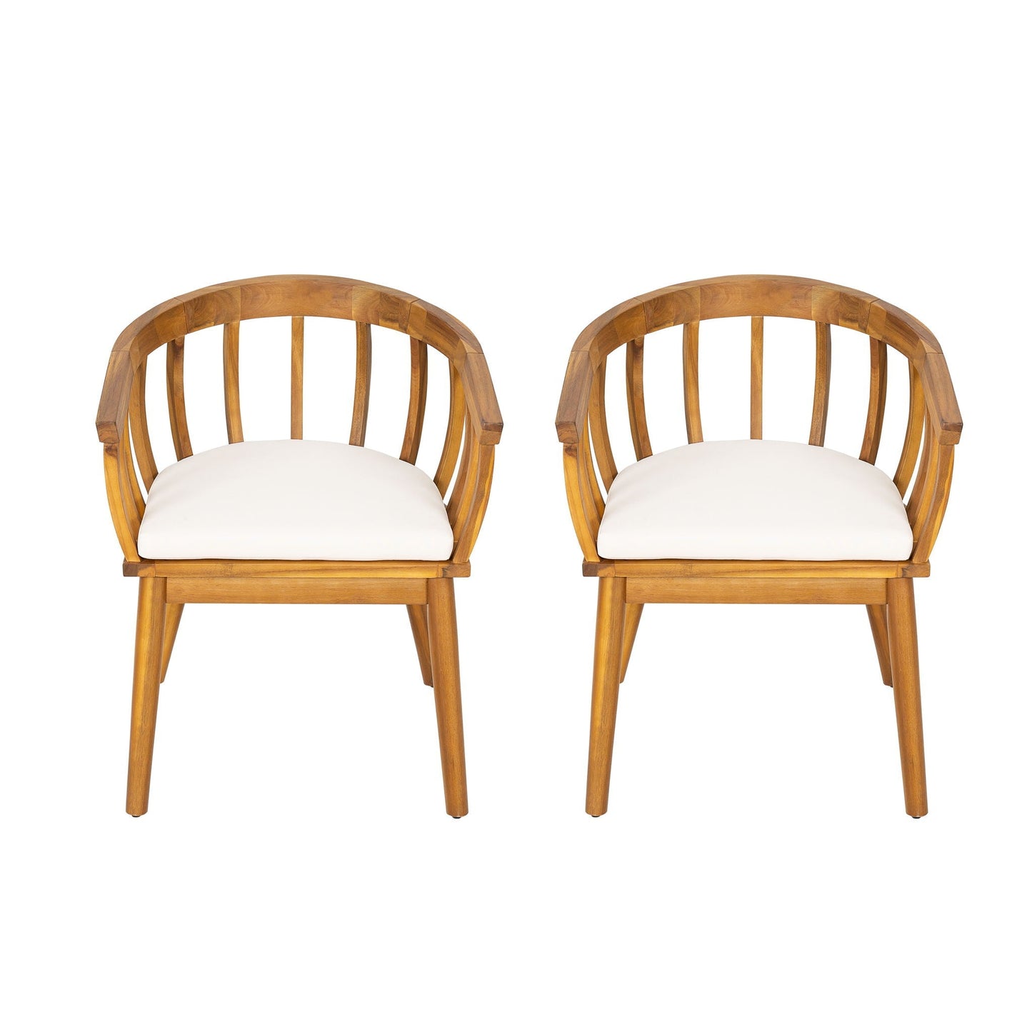 Klismos Dining Armchair Set of 2 - Teak / Beige