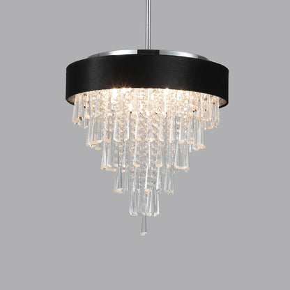 18-inch Modern Crystal Chandelier with Black Velvet Shade