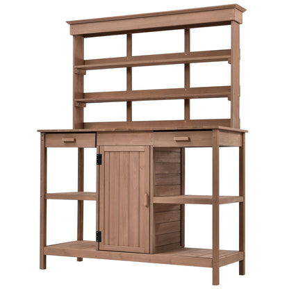 TOPMAX 66" Large Outdoor Farmhouse Wooden Potting Bench Table