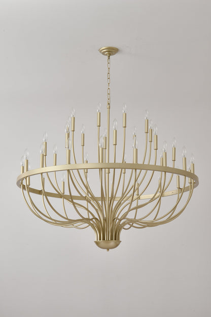 36-Light Gold Industrial Iron Candle Chandelier