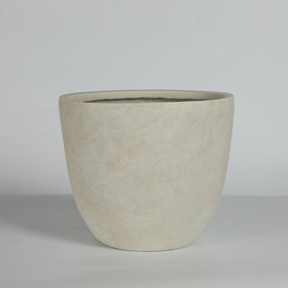 Round Concrete Planter Set of 2, Large Outdoor Indoor Handmade Rustic Decorative Planter Pots with Drainage Holes