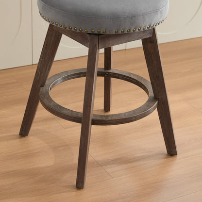 26" Counter Height Bar Stools Set of 2 with 360° Swivel and Velvet Upholstery
