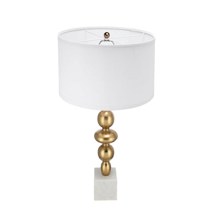 D15x29.5' Gold and White Table Lamp with Round Four Tiered Body