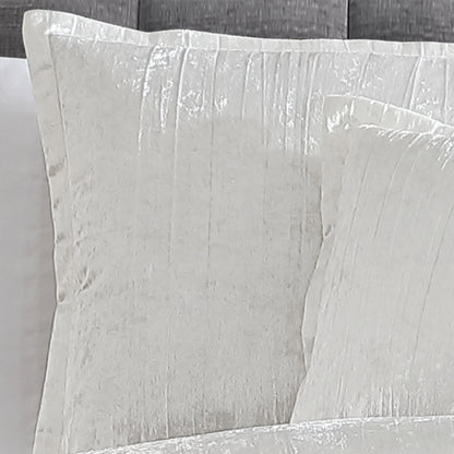 Turin 7 Piece White Crinkle Velvet Queen Comforter Ensemble