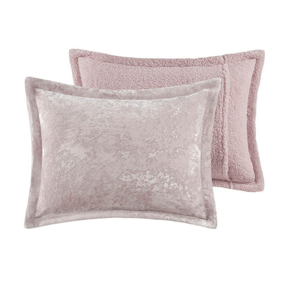 King/Cal King Crushed Velvet Sherpa Reversible Comforter Set