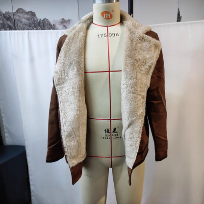 Autumn And Winter Men's Retro Brown Suede Casual Jacket