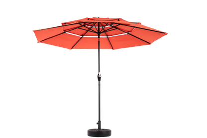 Aluminium 10ft 3-Tier Auto-Tilt Outdoor Patio Umbrella - Orange