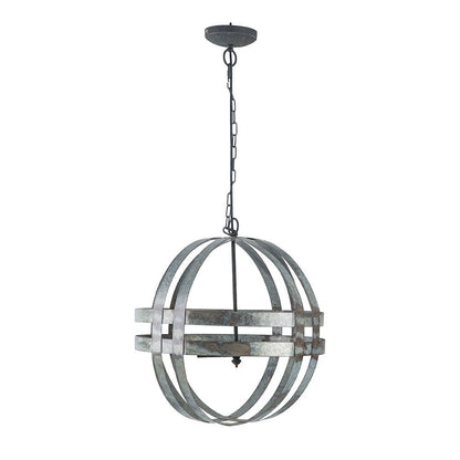 4 Light Galvanized Chandelier with Adjustable Chain