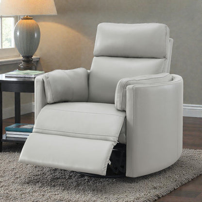 Sagen Gray Leather Aire Recliner W/Swivel & Glider