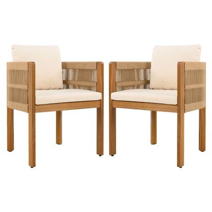 Outdoor Dining Chairs With Rope Handles (Set of 2)