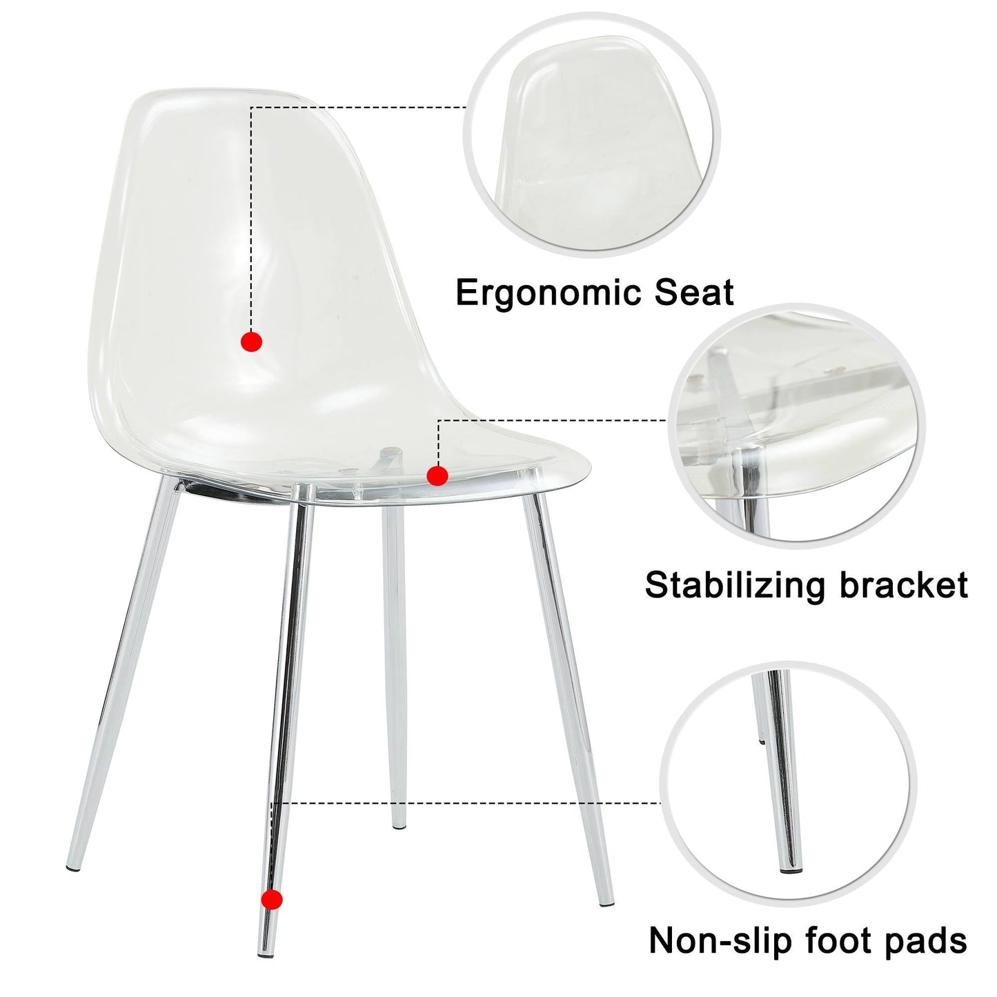 Modern Minimalist Transparent Dining Chair - 6-Piece Set