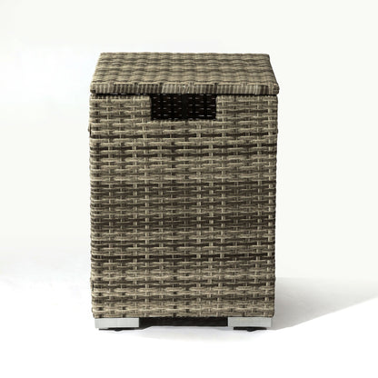 32' Propane Gas Fire Pit Table with Wicker Base and Propane Tank Cover