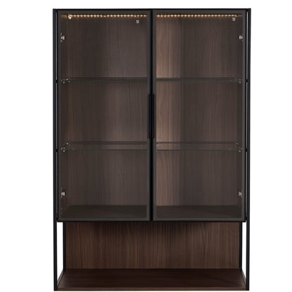 Modern Minimalist 51.2" Tall Lighted Display Cabinet with Tempered Glass
