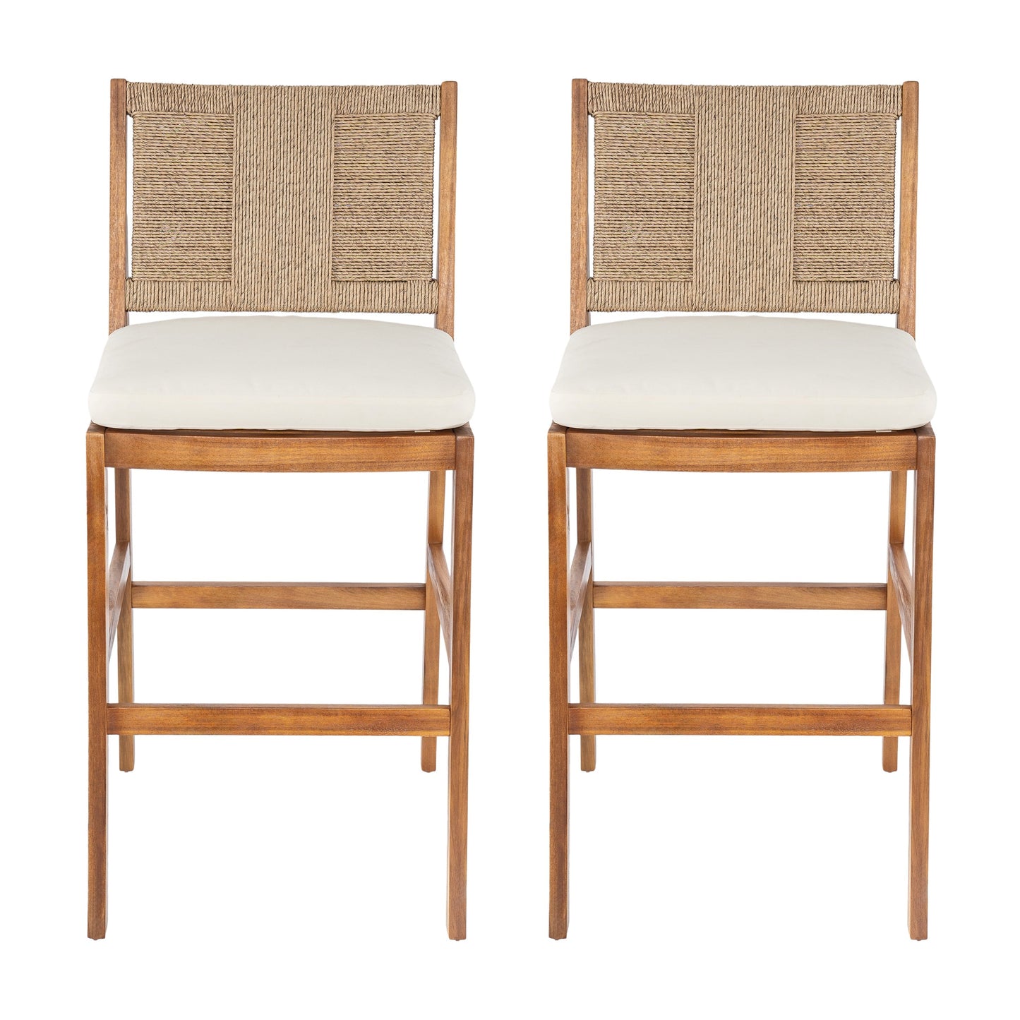Outdoor Acacia Wood Bar Stools (Set of 2)