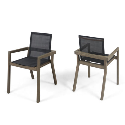 Belfast Dining Chair with Acacia Wood Frame and Mesh Seating (Set of 2)