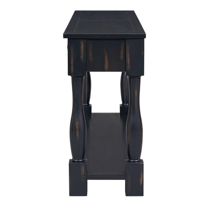 TREXM 63" Long Console Table with Drawers and Shelf