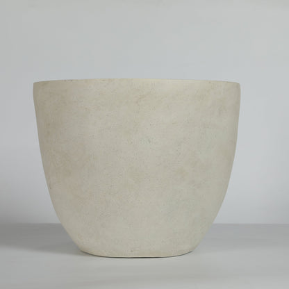 Round Concrete Planter Set of 2, Large Outdoor Indoor Handmade Rustic Decorative Planter Pots with Drainage Holes
