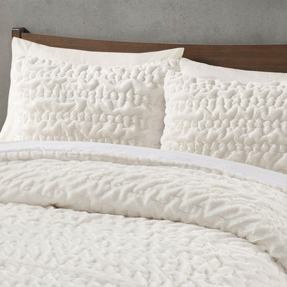 Full/Queen Ruched Fur Down Alternative Comforter Set